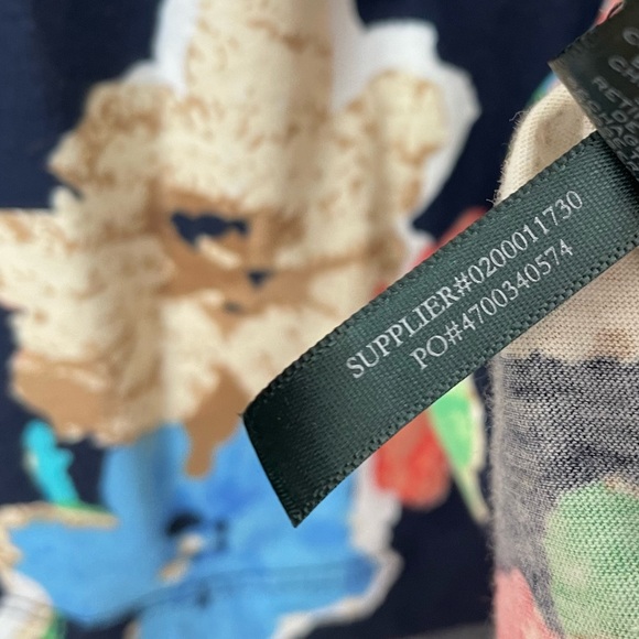 Lauren Ralph Lauren Navy Blue Floral Long Sleeve Blouse Top Size Large - Picture 10 of 13